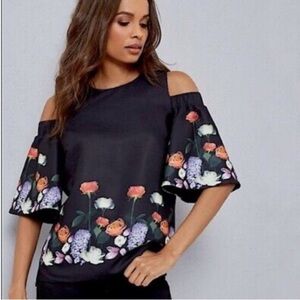 Ted Baker London Amarga Kensington Cold Shoulder Blouse